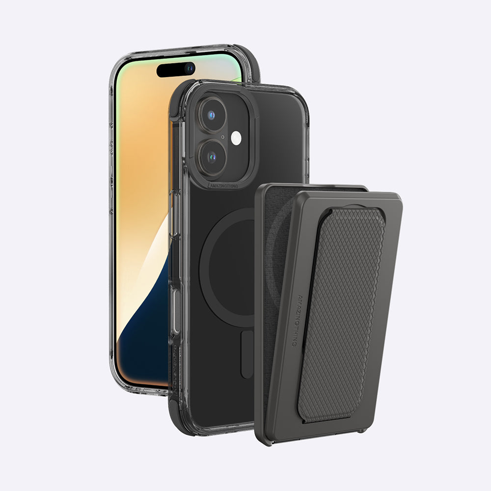 Apple iPhone 16 Plus Kılıf M-safe Şarj Özellikli Standlı Set Amazingthing Omni Adventure Serisi Kapak Siyah