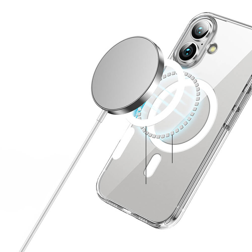 Apple iPhone 16 Plus Kılıf M-safe Şarj Özellikli Transparan Sert PC Wlons Pita Kapak Şeffaf