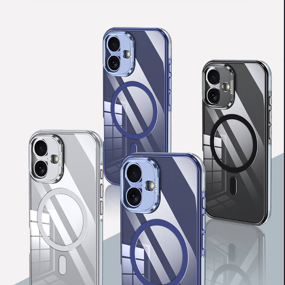 Apple iPhone 16 Plus Kılıf M-safe Şarj Özellikli Wlons Standlı Efsane Kapak Gri