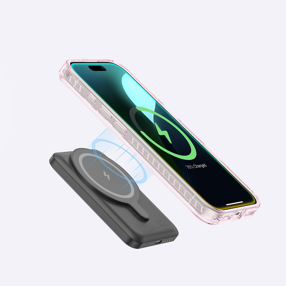 Apple iPhone 16 Plus Kılıf M-safe Şarj Özellikli Yüzük Standlı Amazingthing Titan Pro Serisi Kapak Pembe