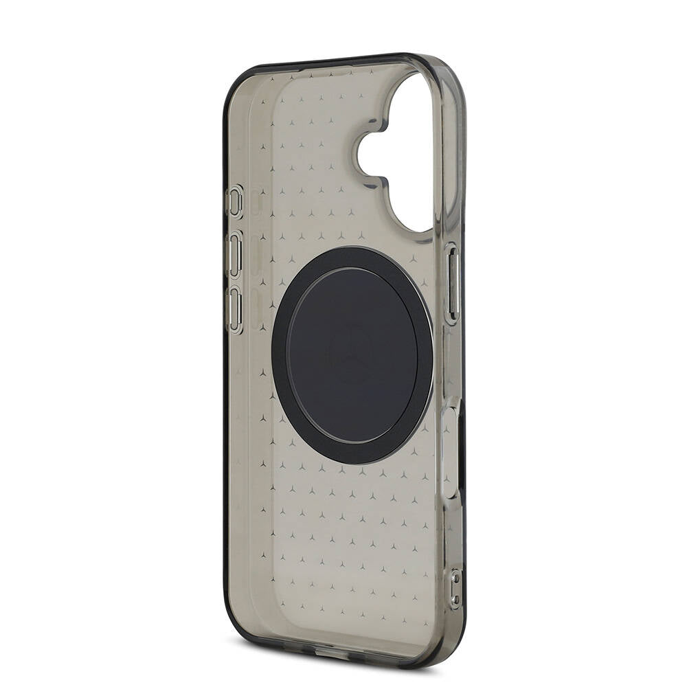 Apple iPhone 16 Plus Kılıf Mercedes Benz Orjinal Lisanslı M-safe Şarj Özellikli Yıldız Desenli Transparan Kapak Siyah