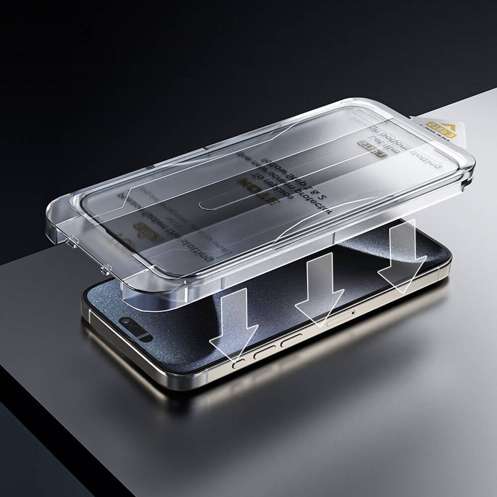 Apple iPhone 16 Plus Wiwu Wi-SQ009 Easy Install iPrivacy 360° Anti-Peep Oleofobik Temperli Cam Ekran Koruyucu + Kolay Uygulama Aparatlı Siyah