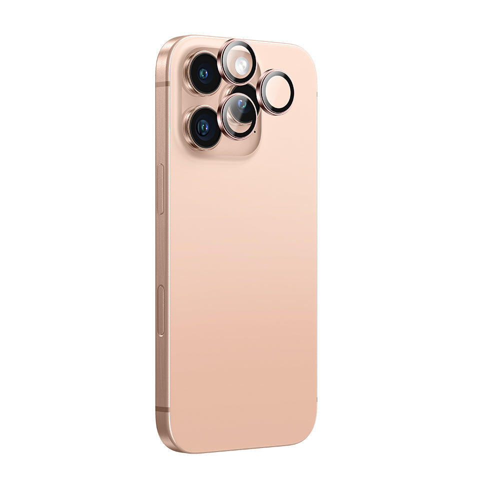 Apple iPhone 16 Pro Amazingthing Anti Reflective Kamera Lens Koruyucu + Kolay Uygulama Aparatlı Rose Gold