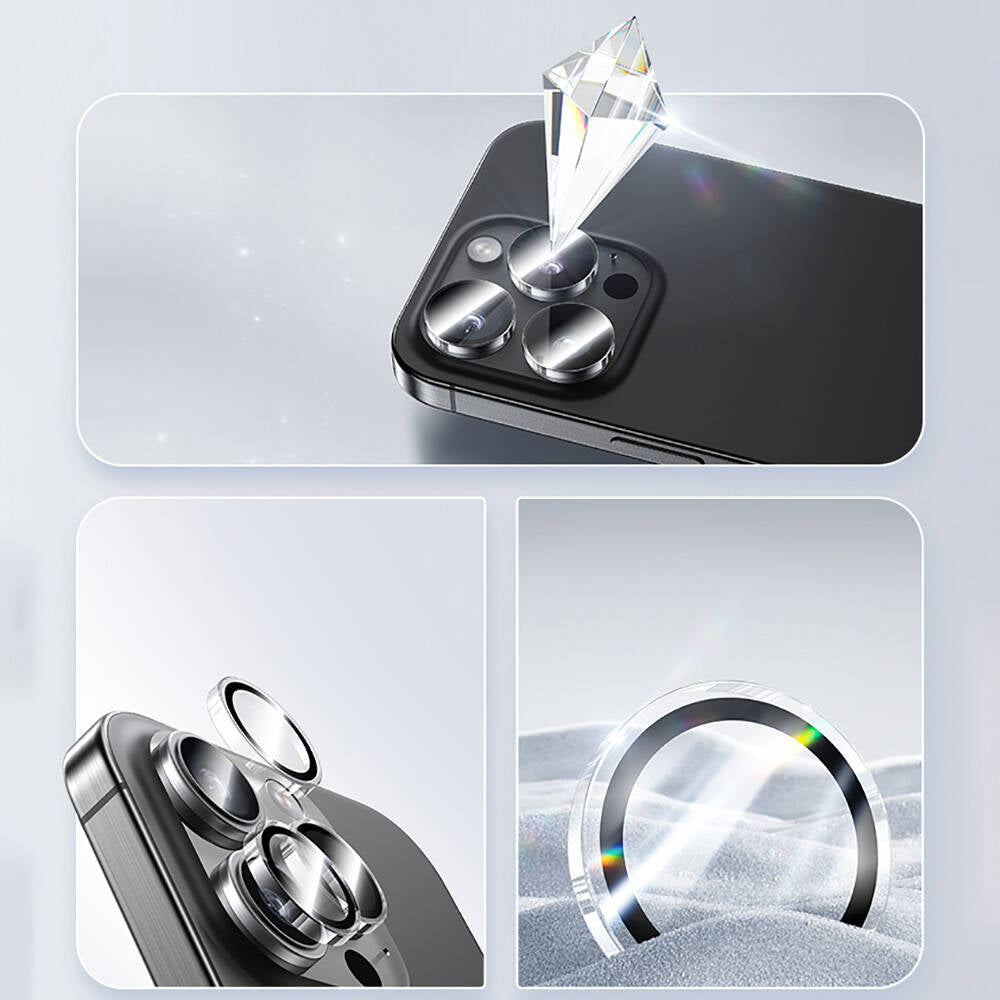 Apple iPhone 16 Pro Benks AR Glass Warrior Transparan Premium Cam Kamera Lens Koruyucu Şeffaf