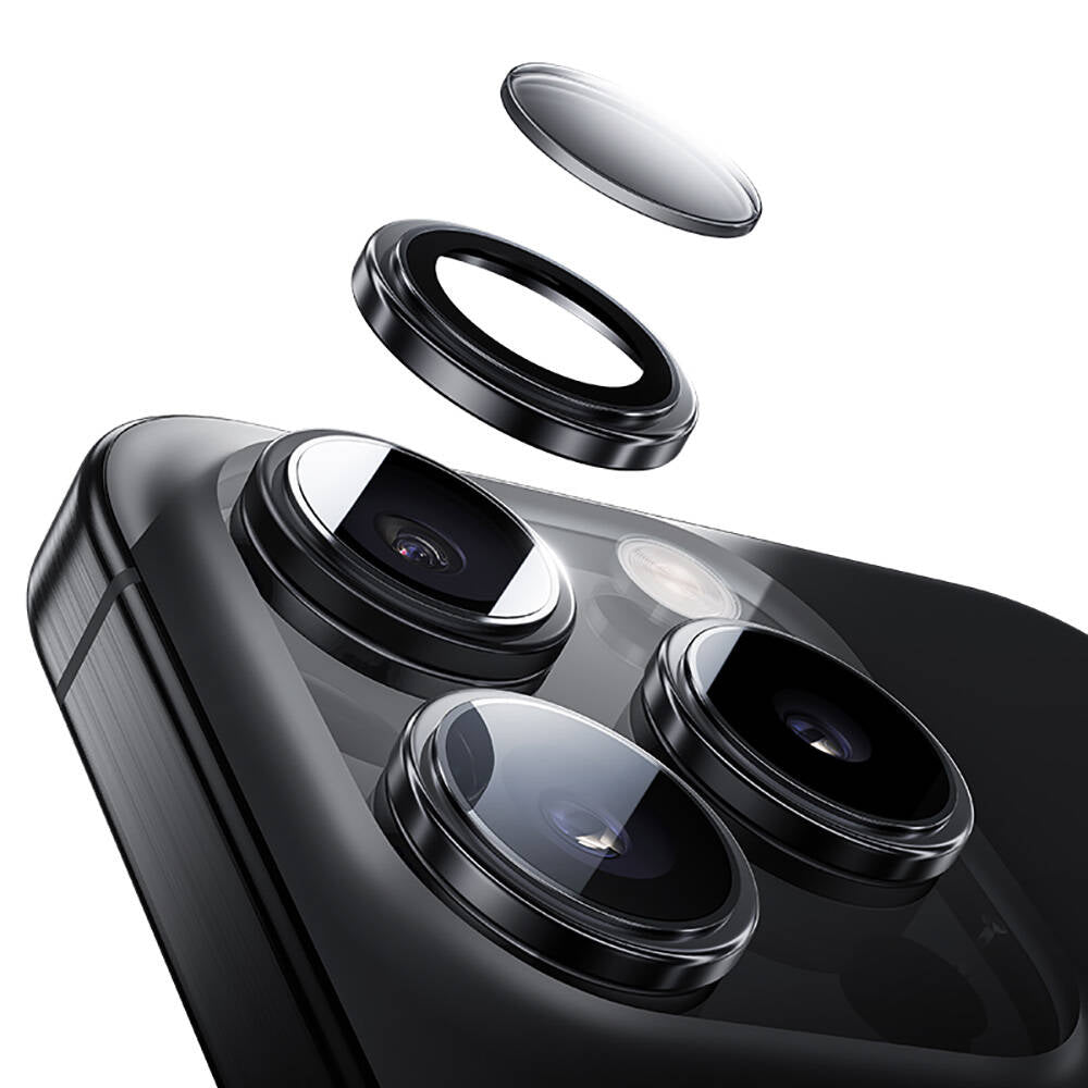 Apple iPhone 16 Pro Benks Parlama Önleyici Glass Warrior Metal Kamera Lens Koruyucu Gümüş