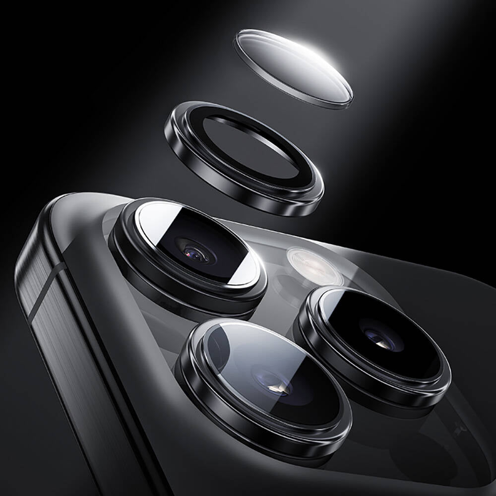 Apple iPhone 16 Pro Benks Parlama Önleyici Glass Warrior Metal Kamera Lens Koruyucu Titanyum-Gri