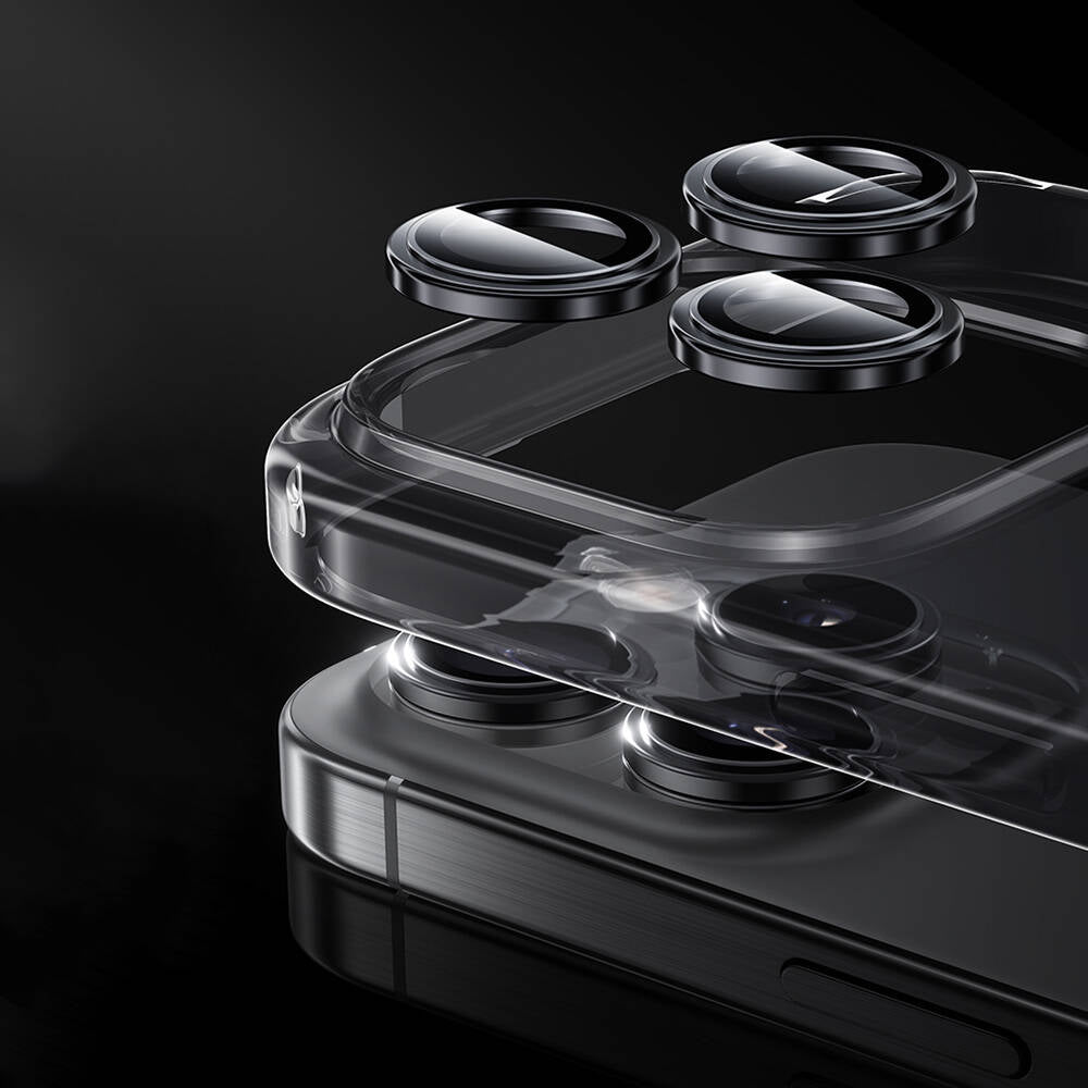 Apple iPhone 16 Pro Benks Parlama Önleyici Glass Warrior Metal Kamera Lens Koruyucu Siyah