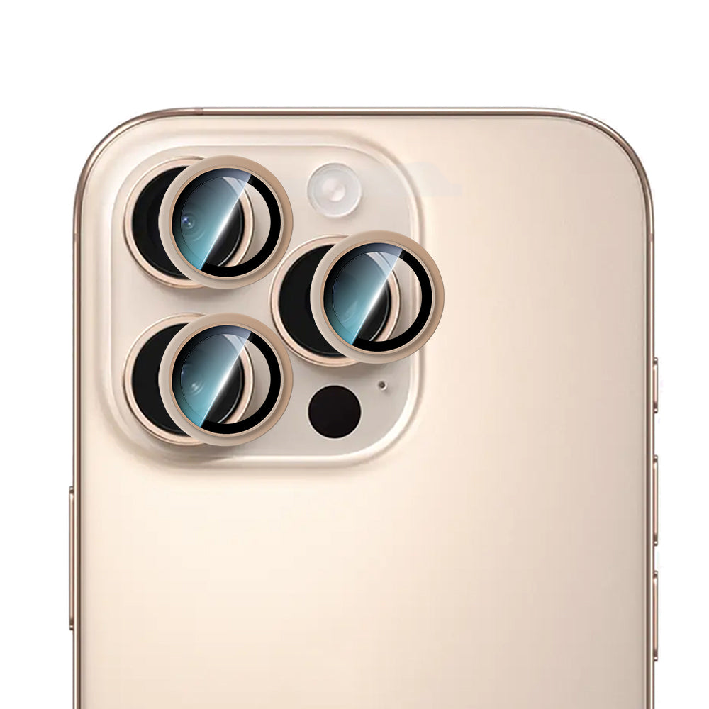 Apple iPhone 16 Pro CaseWorld Alloy Serisi Oleofobik Anti Reflective Kamera Lens Koruyucu Gold