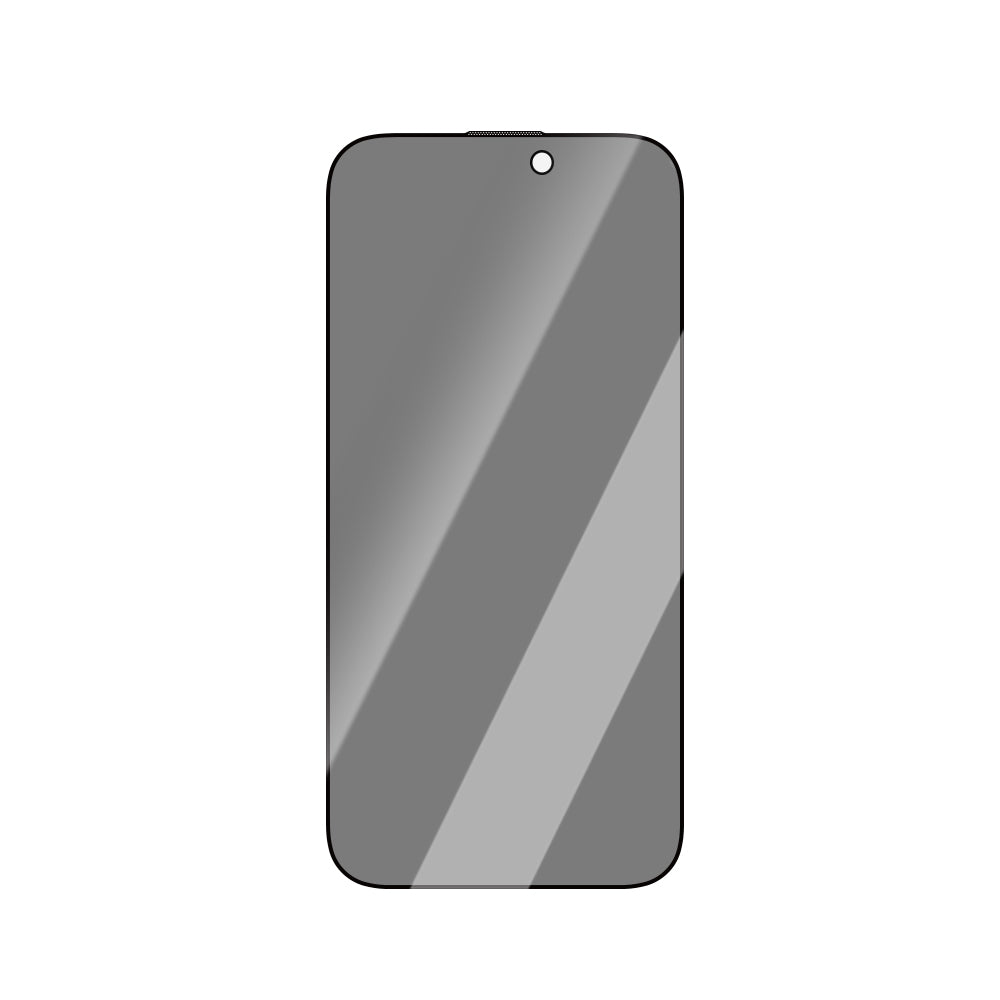 Apple iPhone 16 Pro CaseWorld Crystal Shadow Serisi Safir Coating 0.15mm 3D Privacy Temperli Cam Ekran Koruyucu Siyah