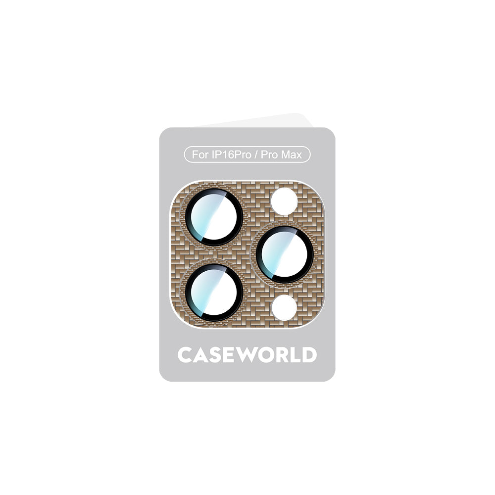 Apple iPhone 16 Pro CaseWorld Karbon Fiber Serisi Anti Reflective Ultra Clear Full Kamera Lens Koruyucu Siyah-Kırmızı