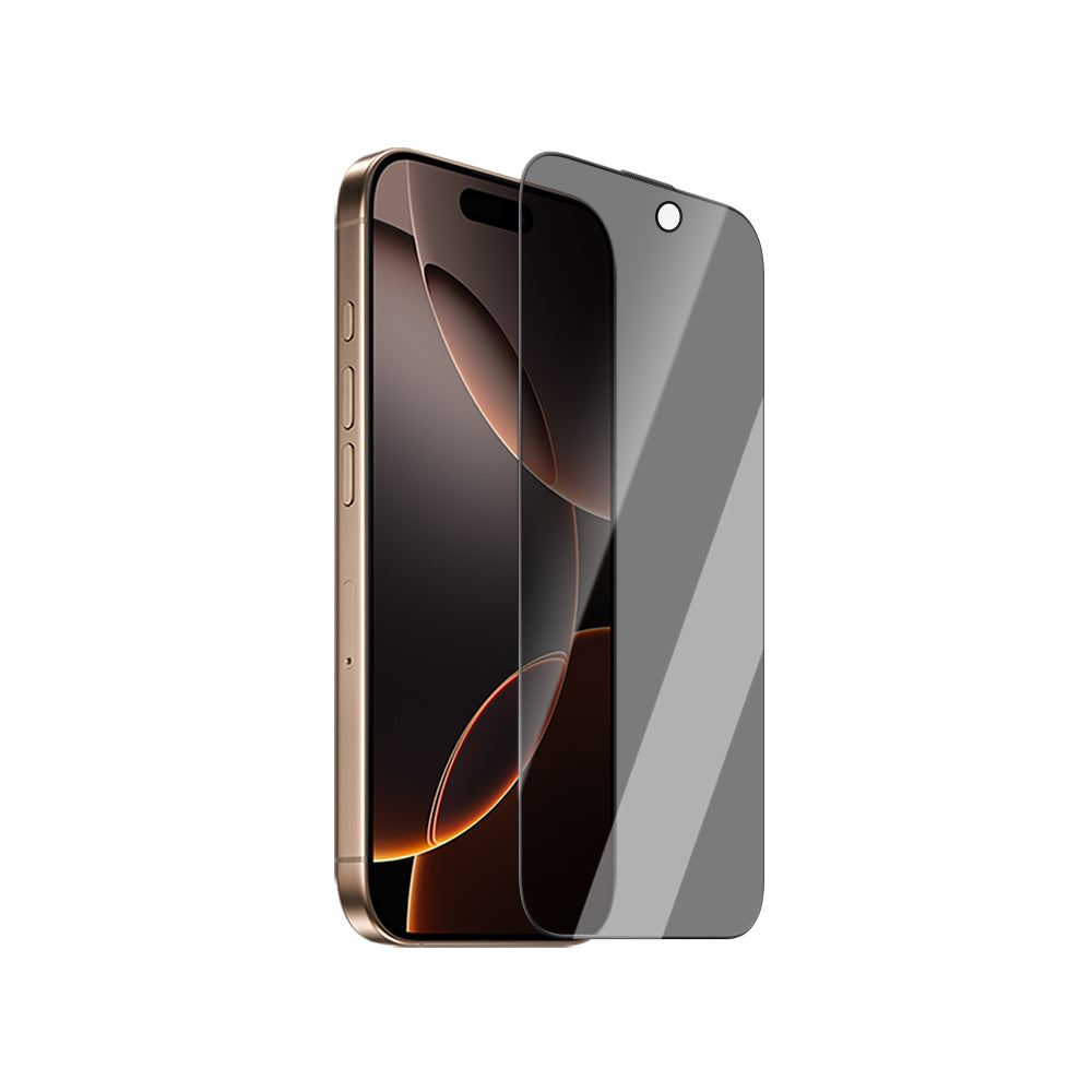 Apple iPhone 16 Pro CaseWorld Ultra-Thin Serisi TMQ Privacy 0.15mm 3D Cam Ekran Koruyucu + Uygulama Aparatlı Siyah