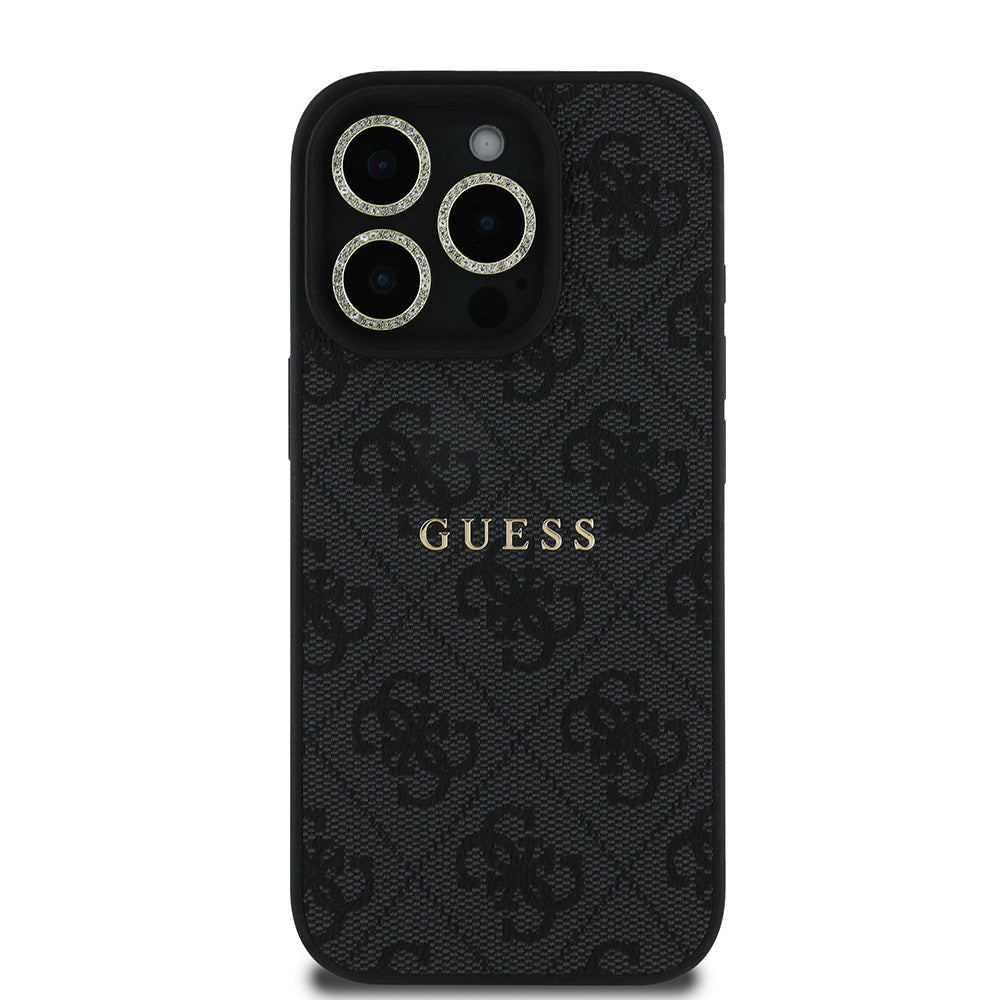 Apple iPhone 16 Pro Guess Orjinal Lisanslı Kılıf + Ekran Koruyucu + Lens Koruyucu 3in1 Aksesuar Seti Kahverengi