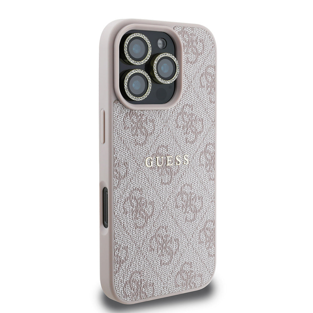 Apple iPhone 16 Pro Guess Orjinal Lisanslı Kılıf + Ekran Koruyucu + Lens Koruyucu 3in1 Aksesuar Seti Kahverengi