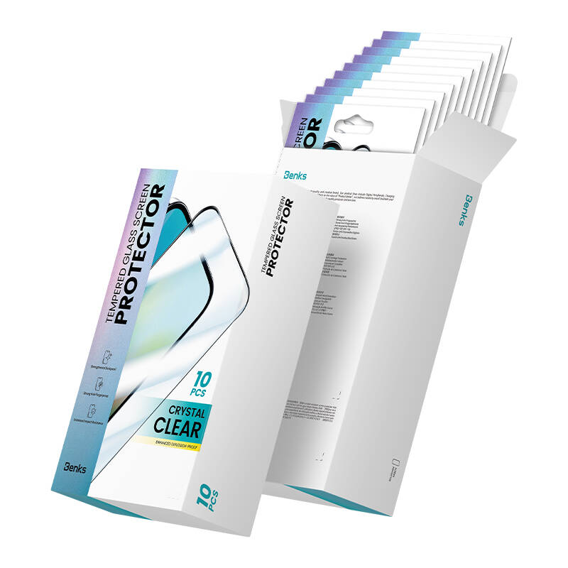 Apple iPhone 16 Pro Hidrofobik Ve Oleofobik Özellikli Benks Air Shield Ekran Koruyucu 10&prime;lu Paket Şeffaf