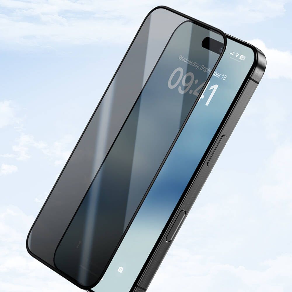 Apple iPhone 16 Pro Hidrofobik Ve Oleofobik Özellikli Benks Privacy Air Shield 0.4mm Ekran Koruyucu 10'lu Paket Şeffaf