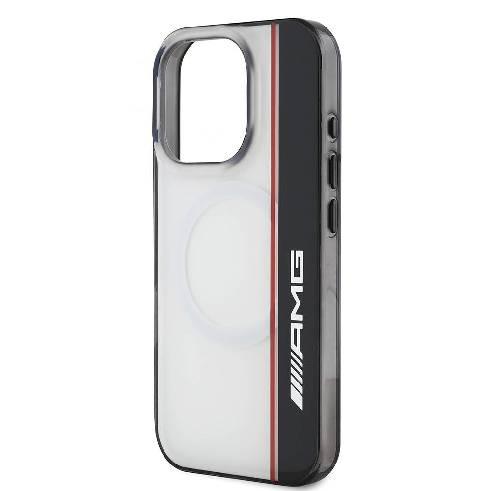 Apple iPhone 16 Pro Kılıf AMG Orjinal Lisanslı M-safe Şarj Özellikli IML Baskı Logolu Çift Katmanlı Bow Lines Kapak Beyaz