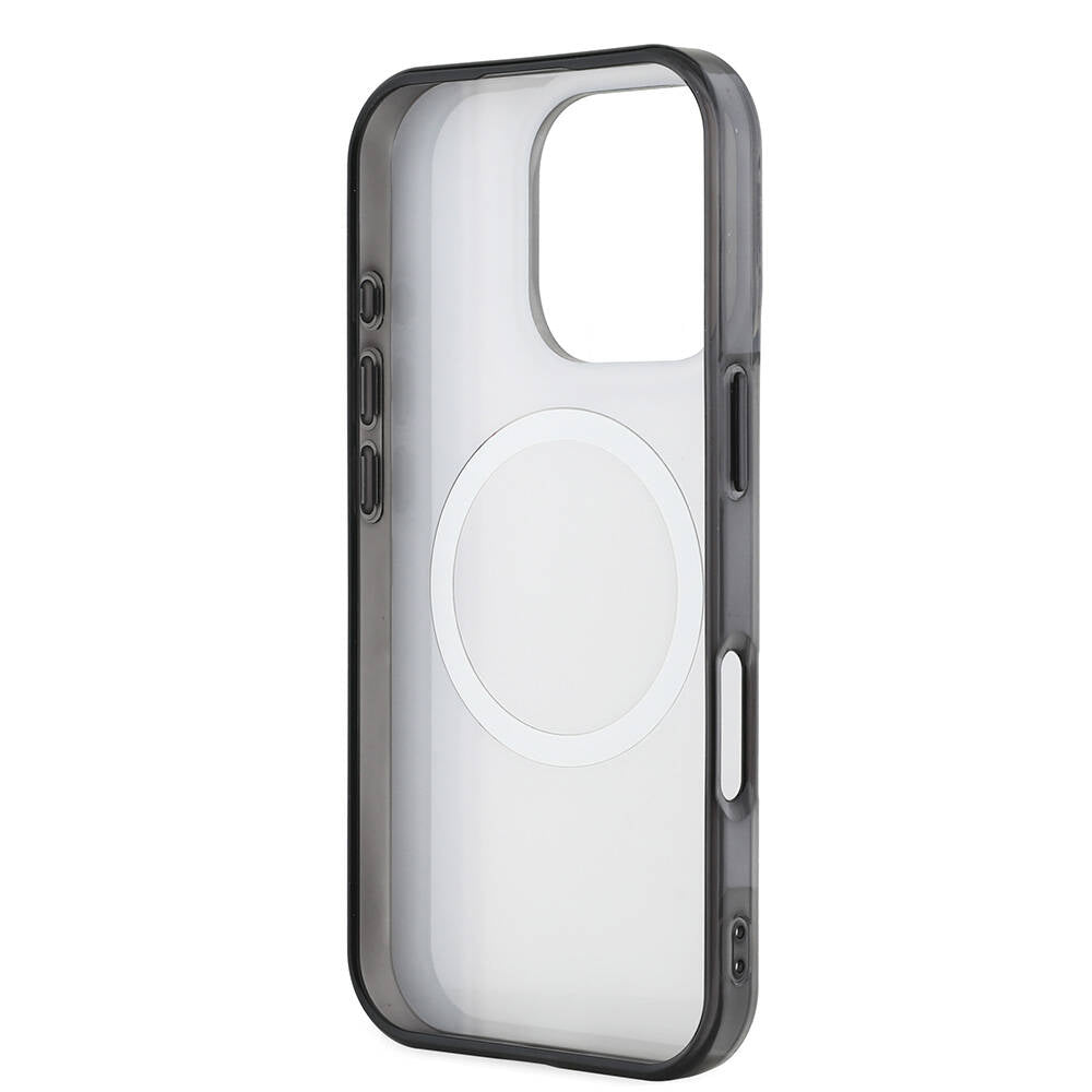 Apple iPhone 16 Pro Kılıf AMG Orjinal Lisanslı M-safe Şarj Özellikli IML Baskı Logolu Çift Katmanlı Bow Lines Kapak Siyah