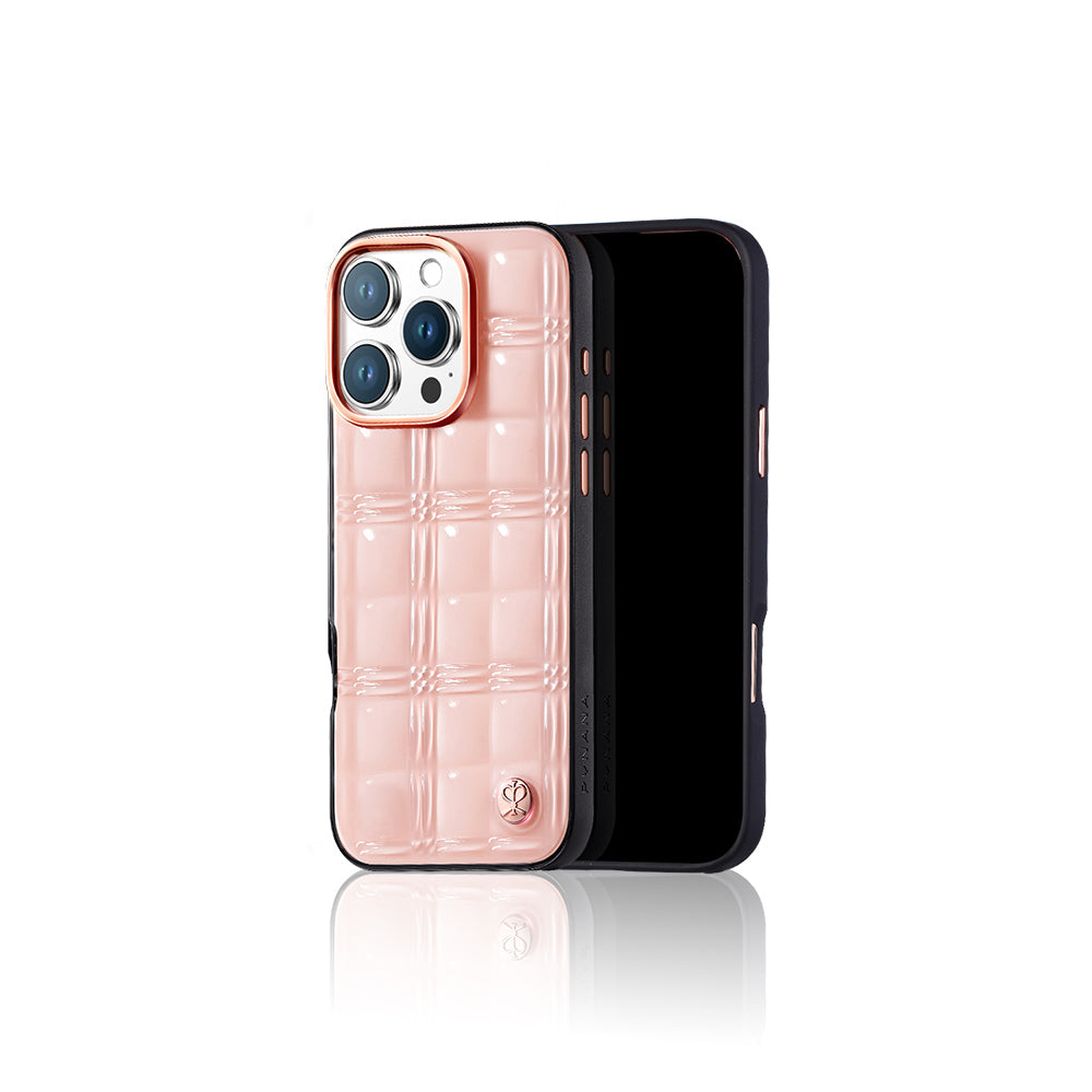 Apple iPhone 16 Pro Kılıf Askı Aparatlı Pynana Metal Grid Kapak Pembe