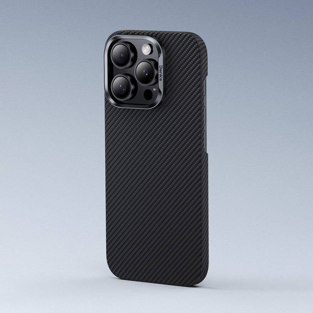 Apple iPhone 16 Pro Kılıf Benks M-safe Şarj Özellikli Magnetik ArmorAir 600D Kevlar Fiber Kapak Siyah