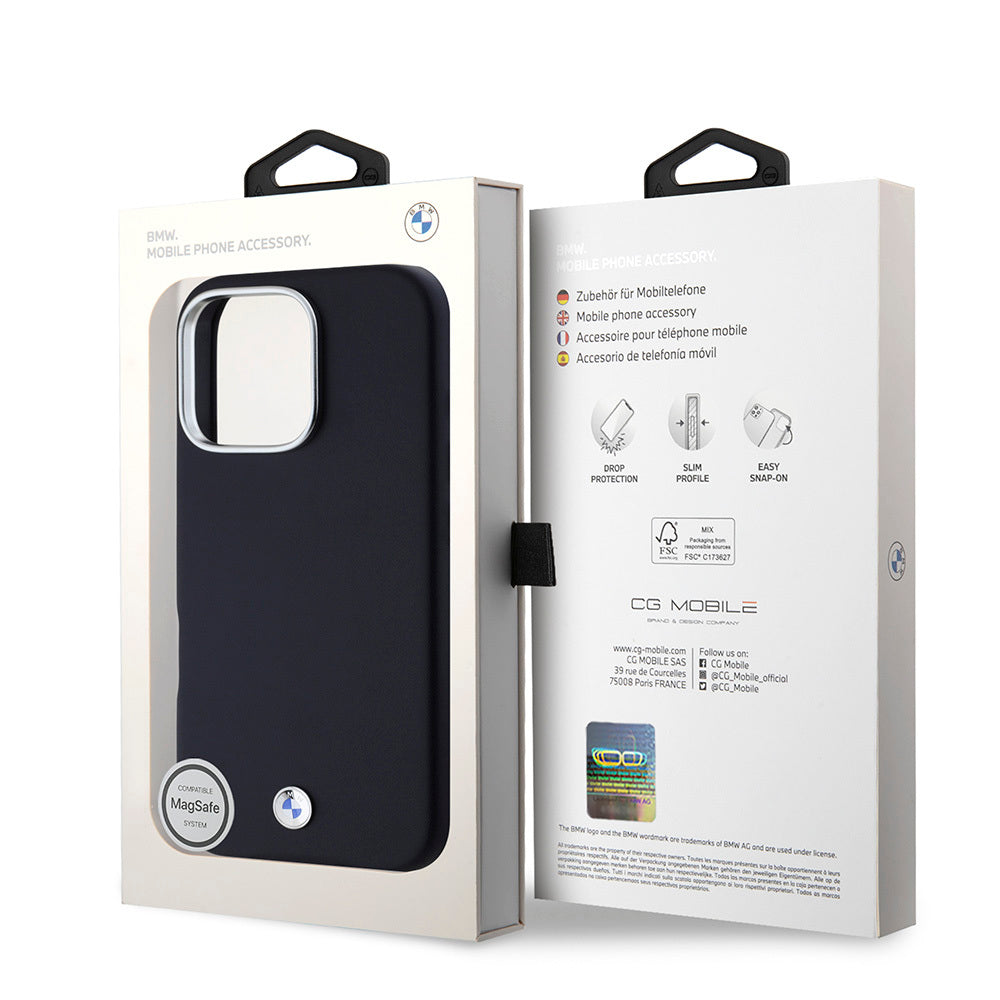 Apple iPhone 16 Pro Kılıf BMW Orjinal Lisanslı M-safe Şarj Özellikli Metal Logolu Tam Kaplama Deri Kapak Siyah