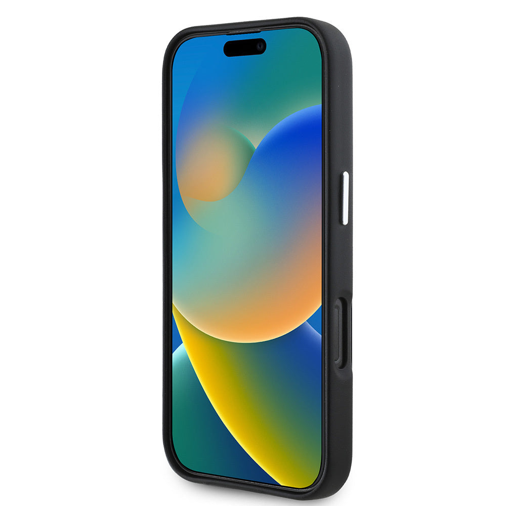 Apple iPhone 16 Pro Kılıf BMW Orjinal Lisanslı M-safe Şarj Özellikli Metal Logolu Tam Kaplama Deri Kapak Siyah