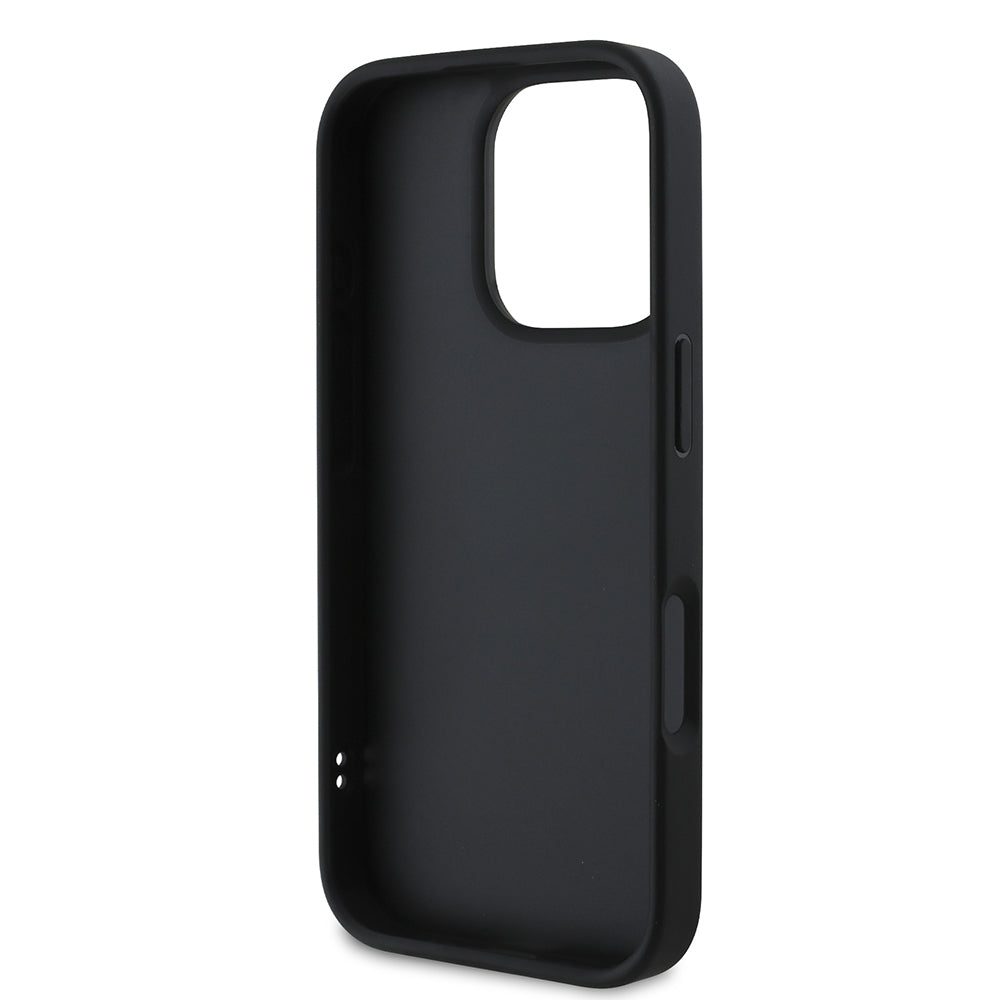 Apple iPhone 16 Pro Kılıf DKNY Orjinal Lisanslı Kartlıklı 3D Yazılı Repeat Texture Pattern Kapak Siyah