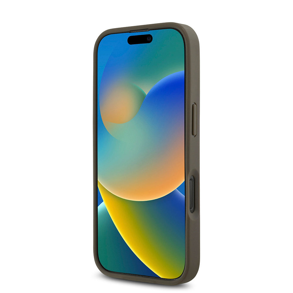 Apple iPhone 16 Pro Kılıf DKNY Orjinal Lisanslı M-safe Şarj Özellikli 3D Yazılı Repeat Pattern Kapak Kahverengi