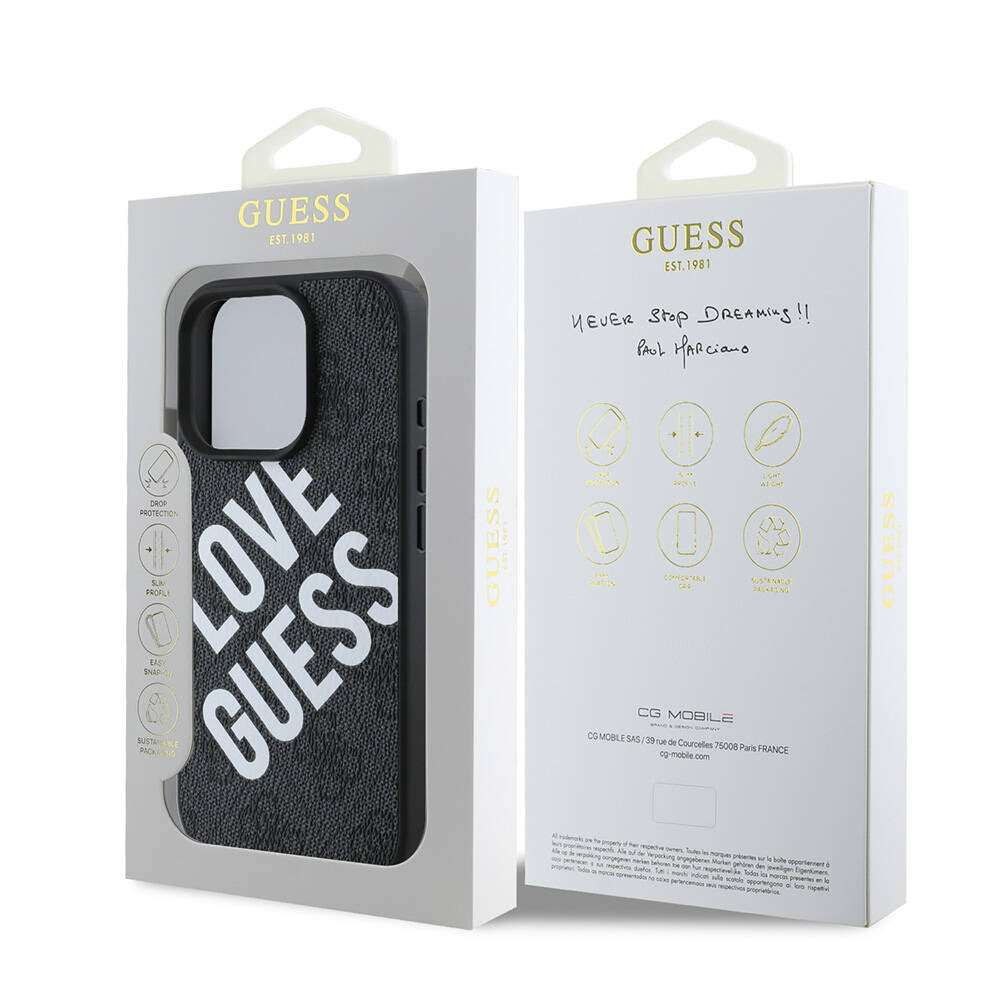 Apple iPhone 16 Pro Kılıf Guess Orjinal Lisanslı Big Love Guess Kapak Kahverengi