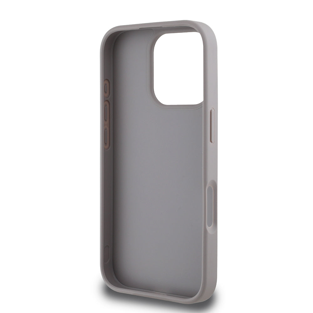 Apple iPhone 16 Pro Kılıf Guess Orjinal Lisanslı Gül Baskılı Büyük Metal Logo Dizaynlı Kapak Mor