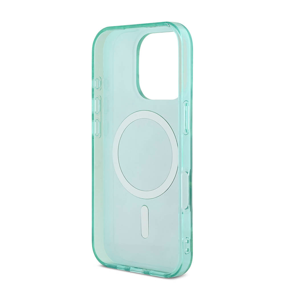 Apple iPhone 16 Pro Kılıf Guess Orjinal Lisanslı M-safe Şarj Özellikli IML Baskılı Jungle Ring Kapak Yeşil