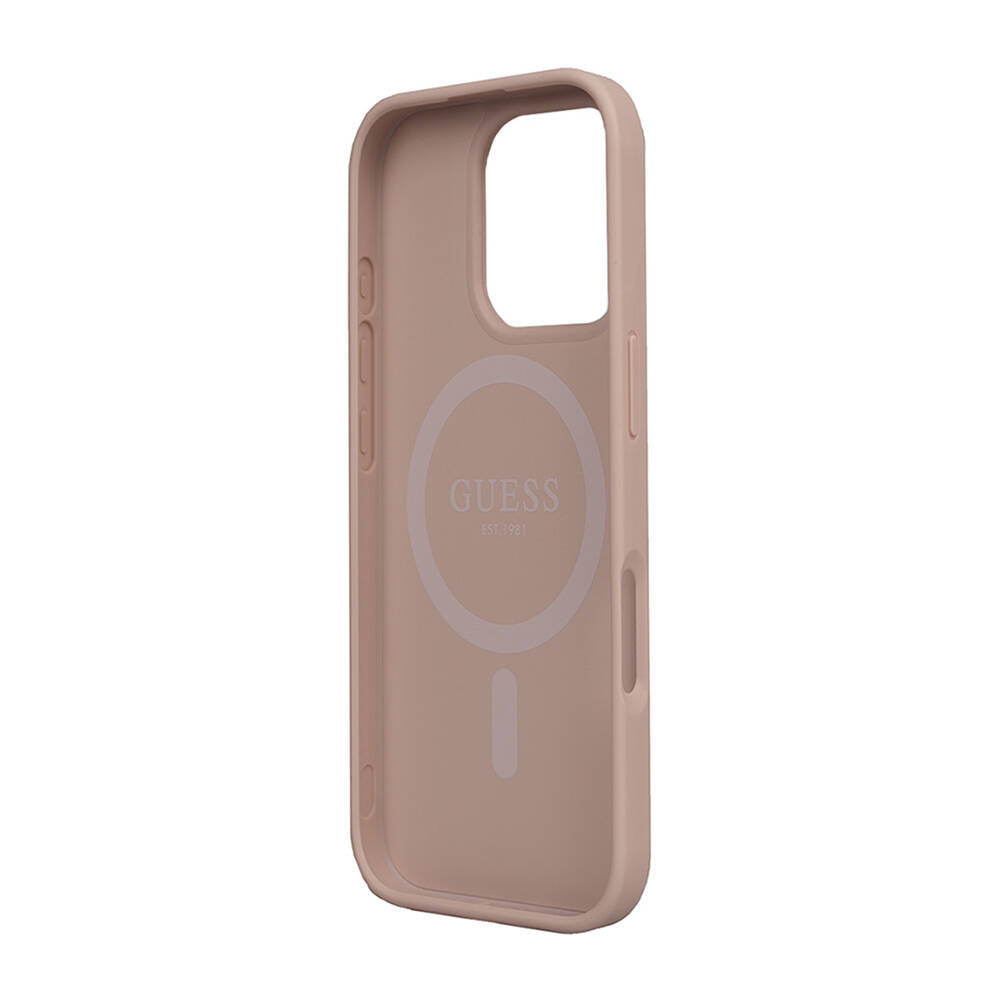 Apple iPhone 16 Pro Kılıf Guess Orjinal Lisanslı M-safe Şarj Özellikli Small 4G Classic Kapak Pembe