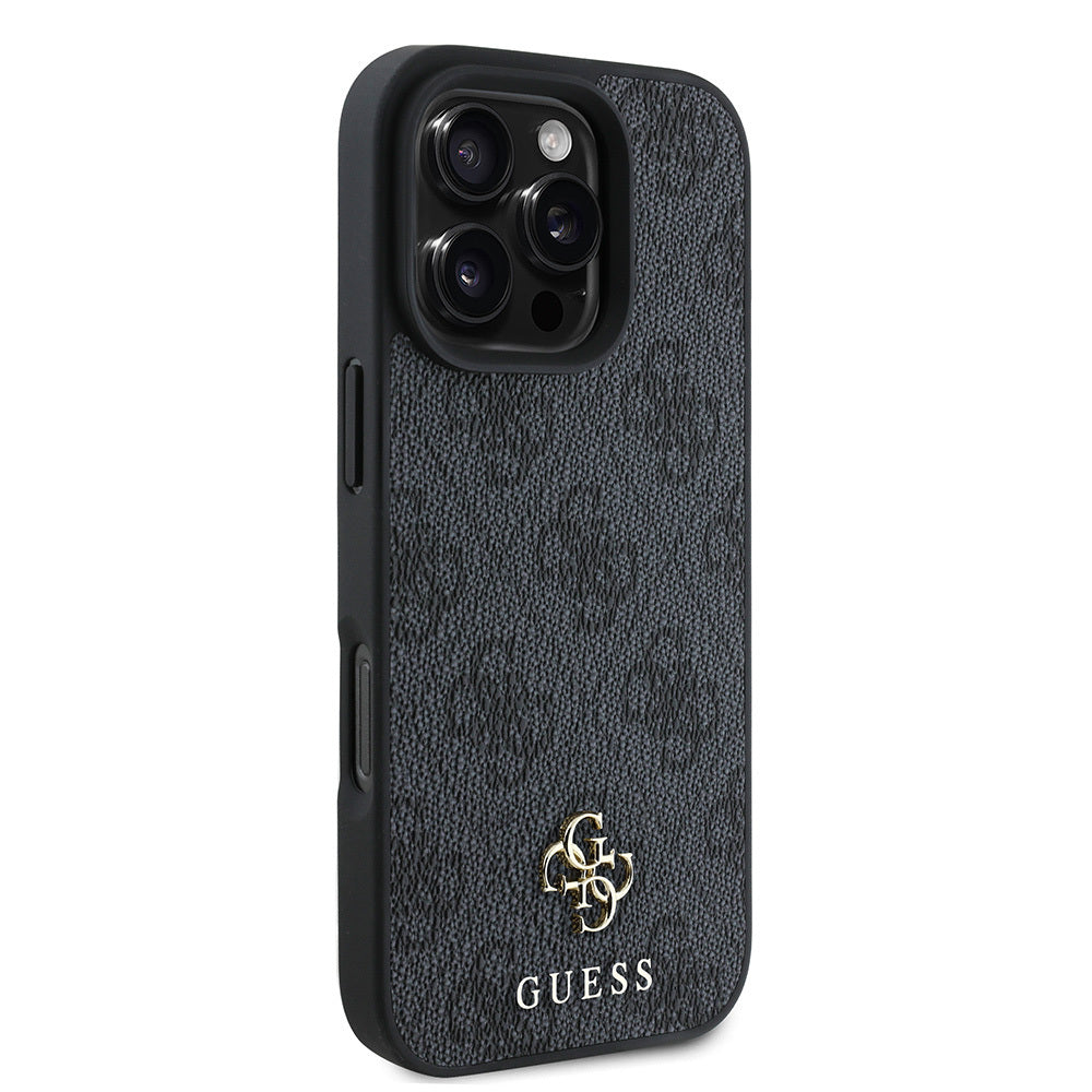 Apple iPhone 16 Pro Kılıf Guess Orjinal Lisanslı M-safe Şarj Özellikli Small 4G Classic Kapak Kahverengi