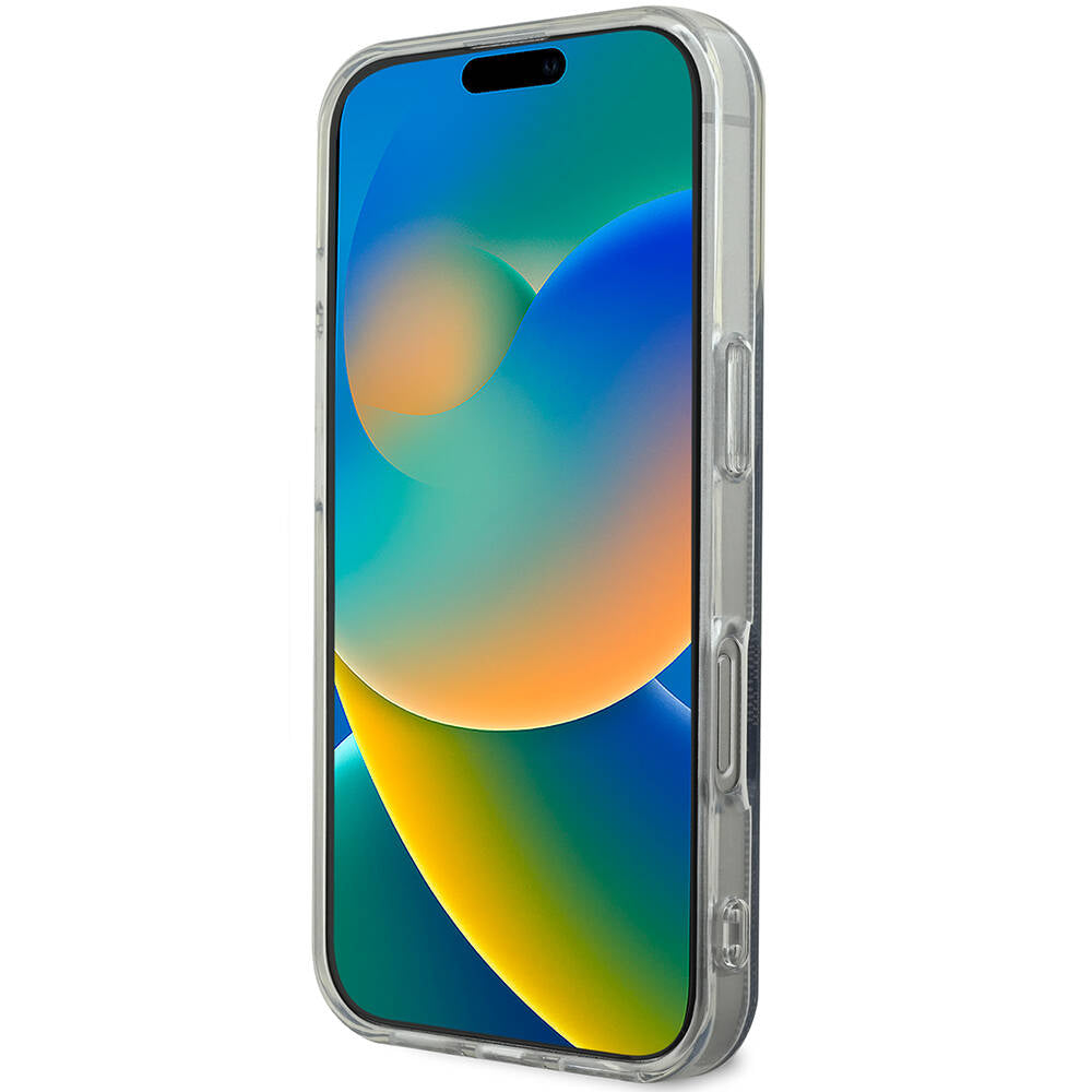 Apple iPhone 16 Pro Kılıf Guess Orjinal Lisanslı M-safe Şarj Özellikli Yazı Logolu 4G Desenli Kapak Siyah