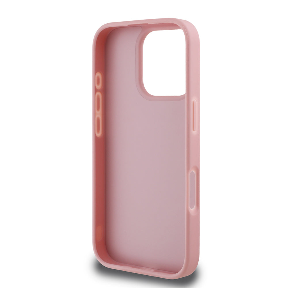 Apple iPhone 16 Pro Kılıf Guess Orjinal Lisanslı Taşlı Arka Yüzey Üçgen Logolu Kapak Gümüş