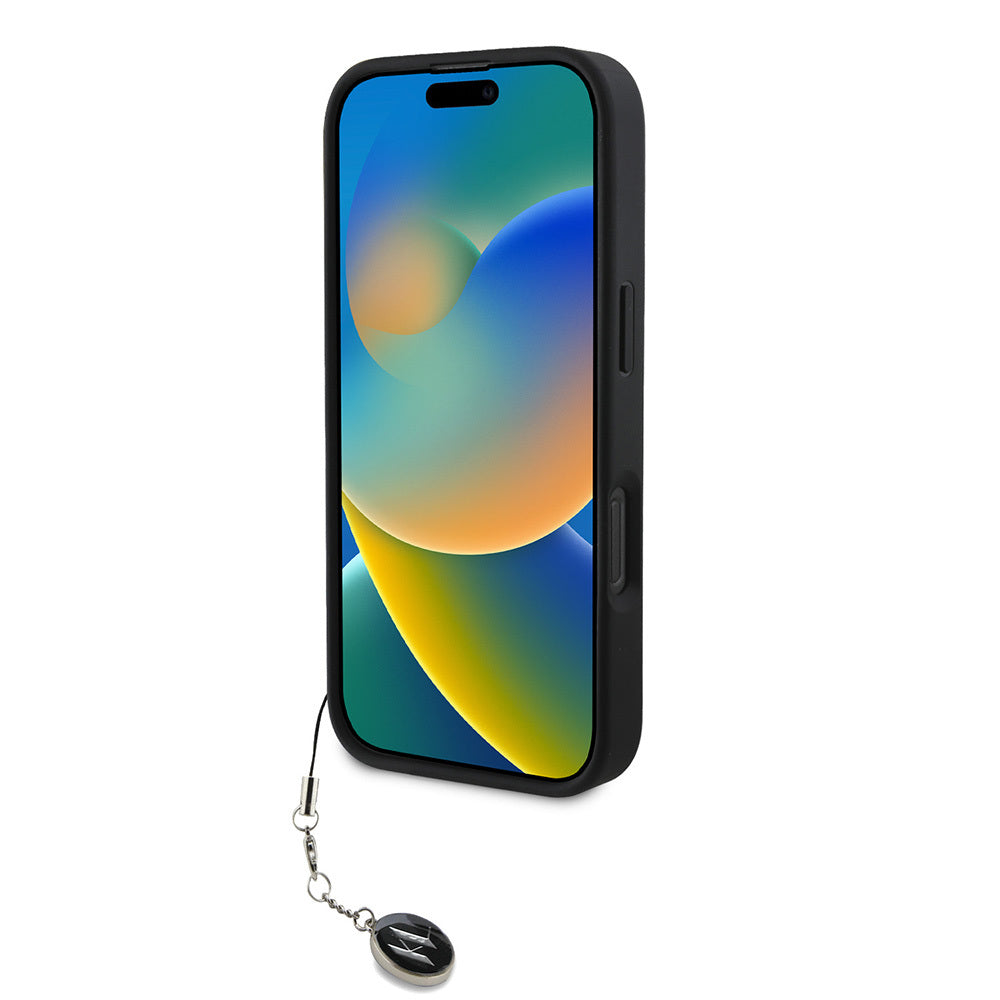 Apple iPhone 16 Pro Kılıf Karl Lagerfeld Orjinal Lisanslı Anahtarlıklı Taşlı KL Yazılı Saffiano Rhinestones Kapak Pembe