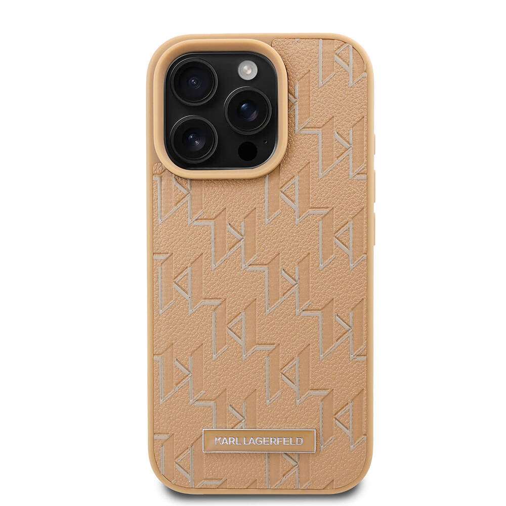 Apple iPhone 16 Pro Kılıf Karl Lagerfeld Orjinal Lisanslı M-safe Şarj Özellikli KL Yazılı Hot Stamp Kapak Siyah