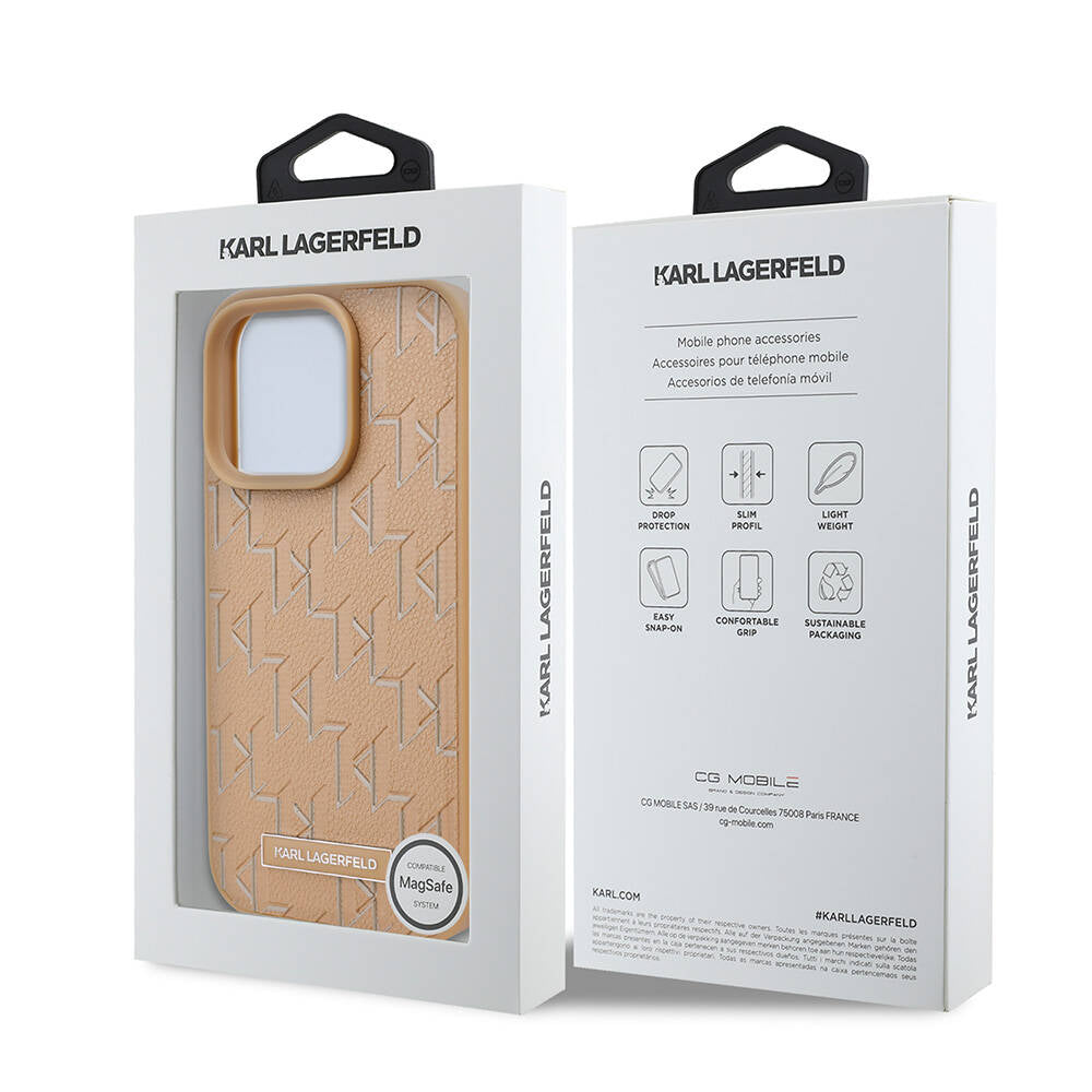 Apple iPhone 16 Pro Kılıf Karl Lagerfeld Orjinal Lisanslı M-safe Şarj Özellikli KL Yazılı Hot Stamp Kapak Siyah