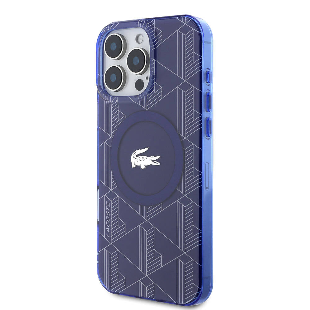 Apple iPhone 16 Pro Kılıf Lacoste Orjinal Lisanslı M-safe Şarj Özellikli IML Baskılı Gümüş Timsah Logolu Monogram Kapak Yeşil