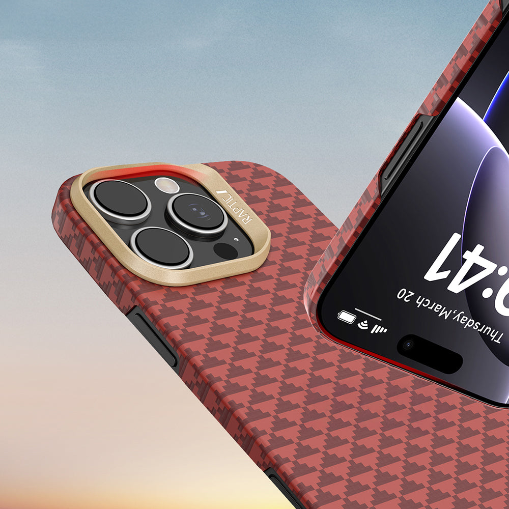 Apple iPhone 16 Pro Kılıf M-safe Şarj Özellikli Raptic Aramid Skin Origin Serisi Kapak Kırmızı