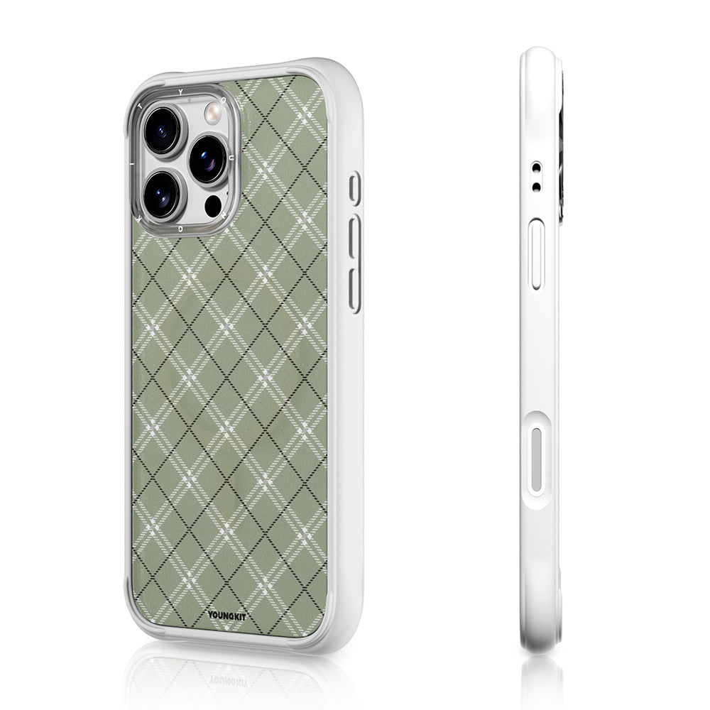 Apple iPhone 16 Pro Kılıf M-safe Şarj Özellikli Youngkit Argyle Serisi Kapak Mavi