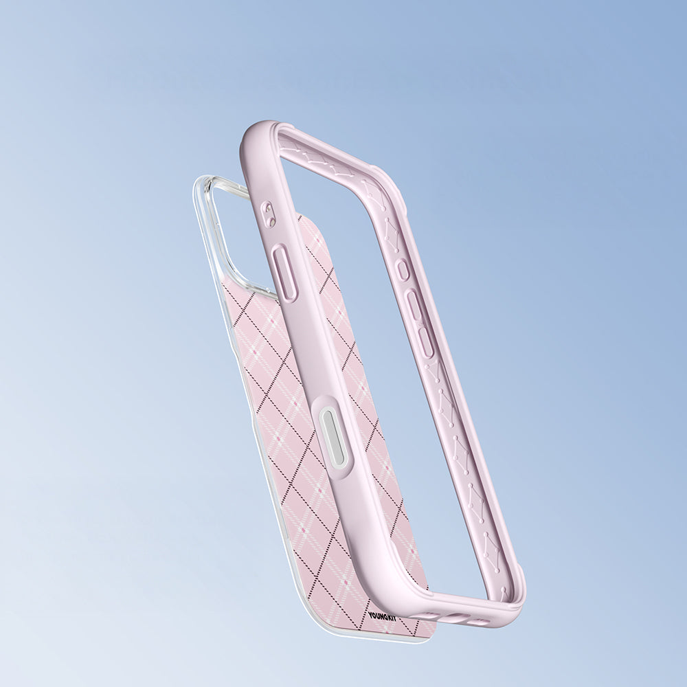 Apple iPhone 16 Pro Kılıf M-safe Şarj Özellikli Youngkit Argyle Serisi Kapak Pembe