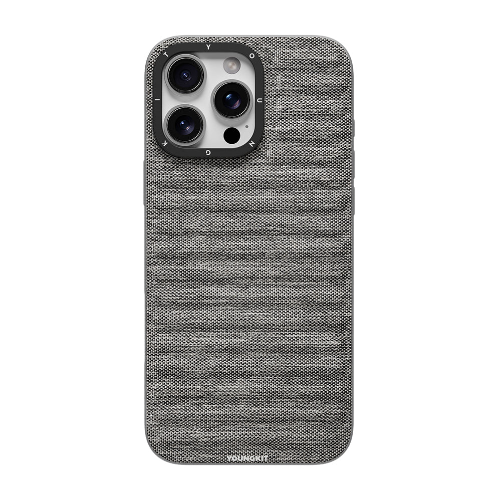 Apple iPhone 16 Pro Kılıf M-safe Şarj Özellikli Youngkit Canvas Serisi Kapak Gri