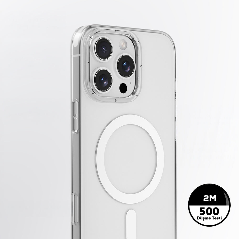 Apple iPhone 16 Pro Kılıf M-safe Şarj Özellikli Youngkit Ice Serisi Kapak Şeffaf