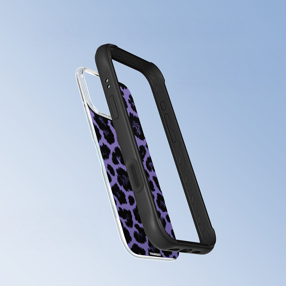 Apple iPhone 16 Pro Kılıf M-safe Şarj Özellikli Youngkit Leopard Serisi Kapak Mor