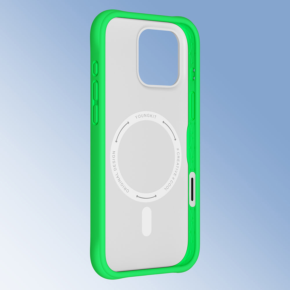 Apple iPhone 16 Pro Kılıf M-safe Şarj Özellikli Youngkit Macaroon Serisi Kapak Açık Yeşil