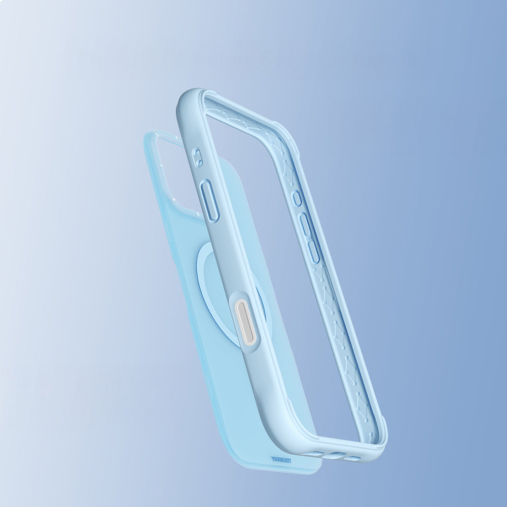 Apple iPhone 16 Pro Kılıf M-safe Şarj Özellikli Youngkit Macaroon Serisi Kapak Beyaz