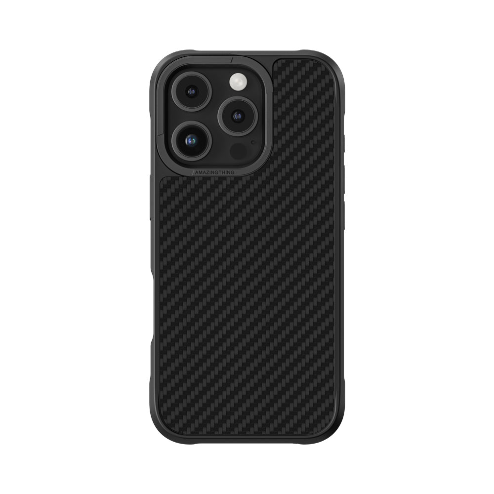 Apple iPhone 16 Pro Kılıf M-safe Şarj Özellikli 1500D Aramid Fiber Amazingthing Titan Max Serisi Kapak Siyah