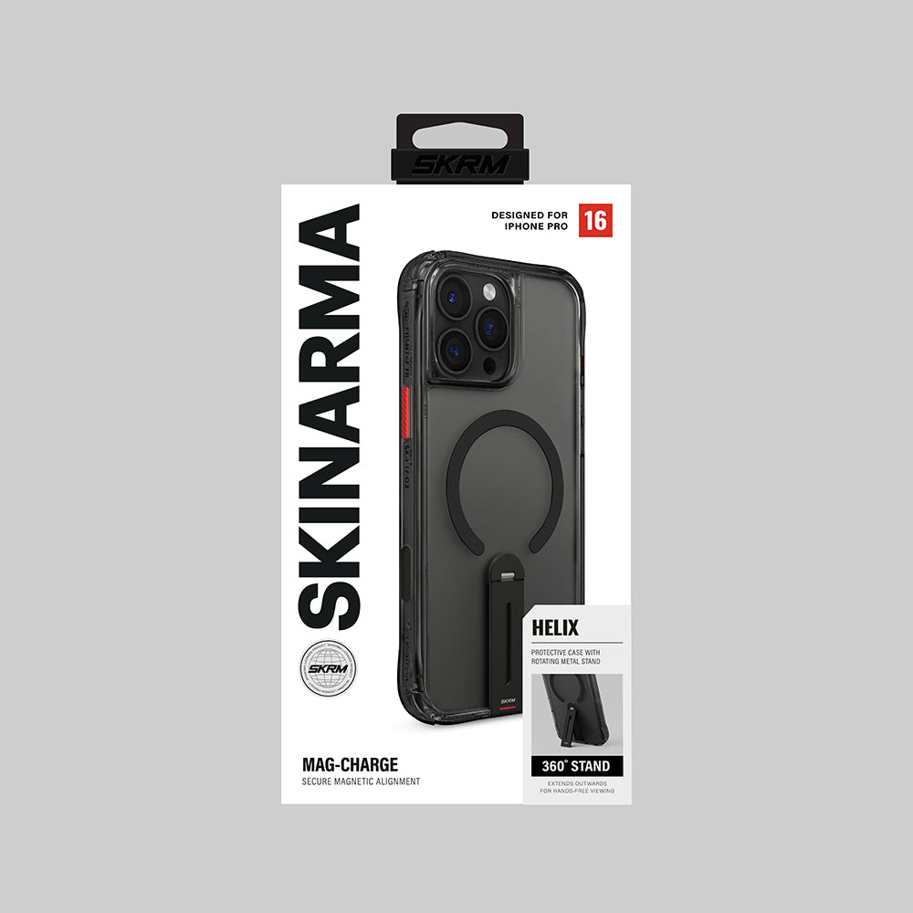 Apple iPhone 16 Pro Kılıf M-safe Şarj Özellikli 360 Derece Dönebilen Standlı Skinarma Helix Kapak Titanyum