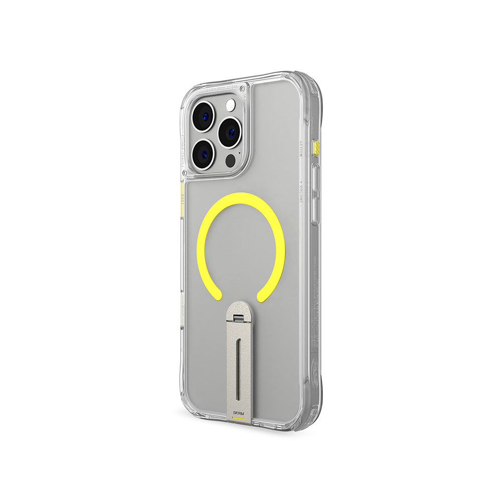 Apple iPhone 16 Pro Kılıf M-safe Şarj Özellikli 360 Derece Dönebilen Standlı Skinarma Helix Kapak Şeffaf