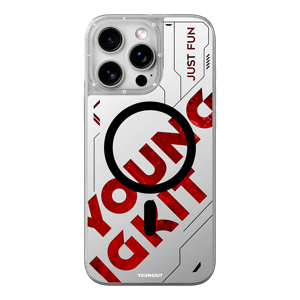 Apple iPhone 16 Pro Kılıf M-safe Şarj Özellikli Airbagli Çift Katmanlı Youngkit Future Streamer Serisi Kapak Mavi